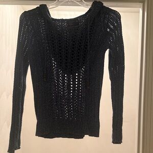 American Eagle Outfitters Navy Open-Knit Sweater